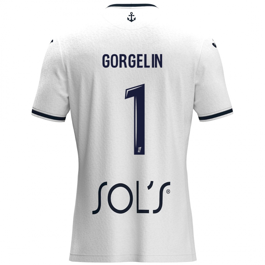 Kinder Mathieu Gorgelin #1 Weiß Dunkelblau Auswärtstrikot Trikot 2024/25 T-Shirt Schweiz