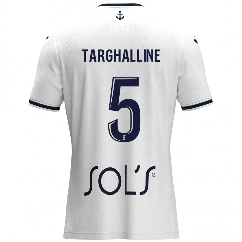 Kinder Oussama Targhalline #5 Weiß Dunkelblau Auswärtstrikot Trikot 2024/25 T-Shirt Schweiz