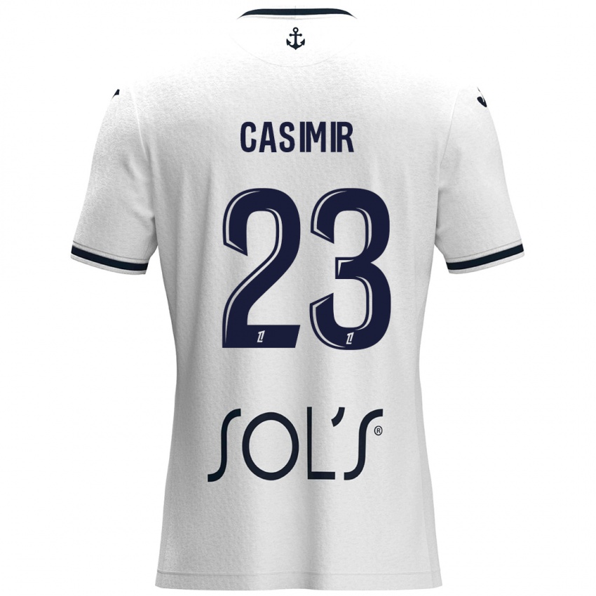 Kinder Josué Casimir #23 Weiß Dunkelblau Auswärtstrikot Trikot 2024/25 T-Shirt Schweiz