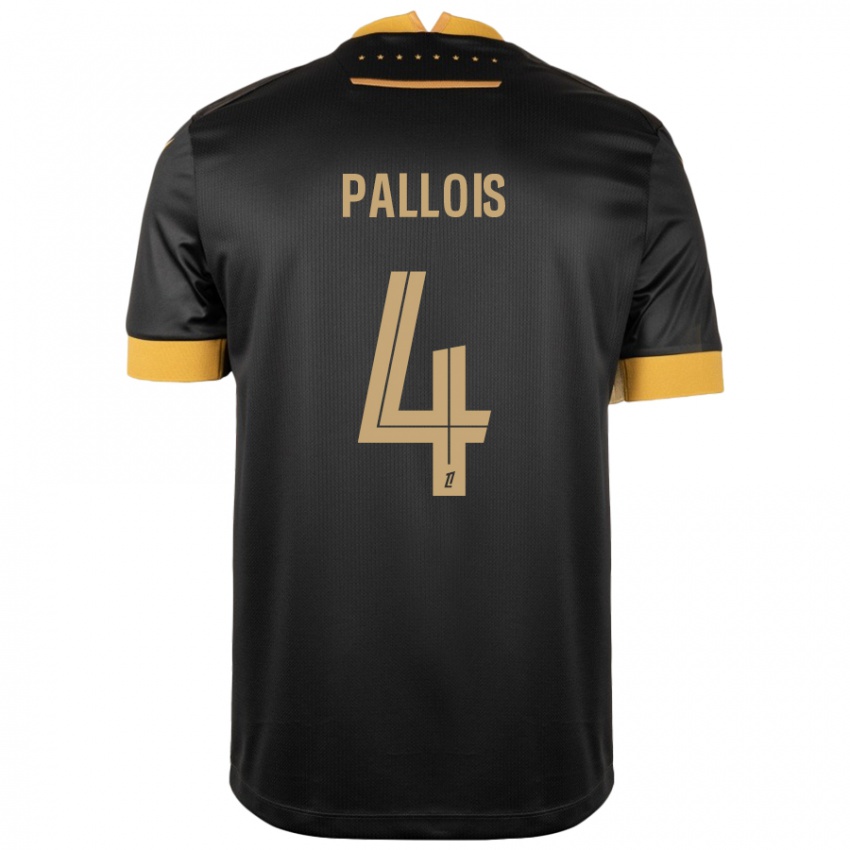 Kinder Nicolas Pallois #4 Schwarz Braun Auswärtstrikot Trikot 2024/25 T-Shirt Schweiz