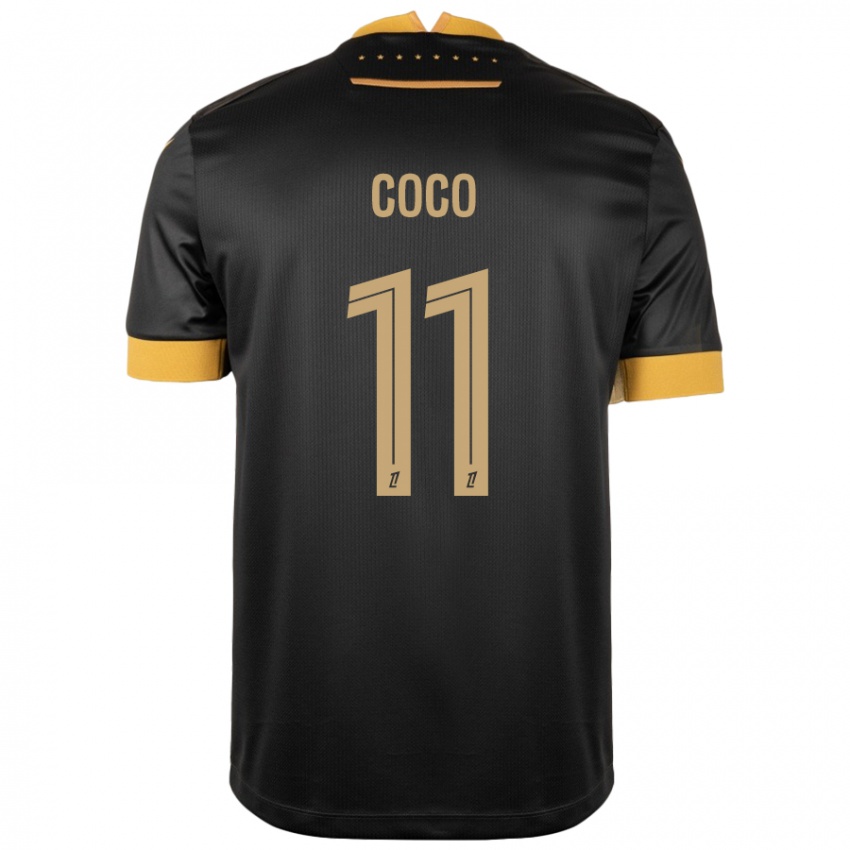 Kinder Marcus Coco #11 Schwarz Braun Auswärtstrikot Trikot 2024/25 T-Shirt Schweiz