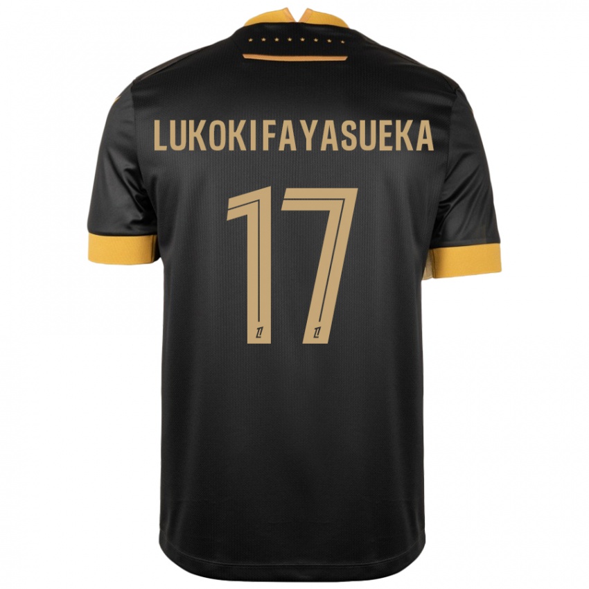 Kinder Kévin Lukoki Fayasueka #17 Schwarz Braun Auswärtstrikot Trikot 2024/25 T-Shirt Schweiz