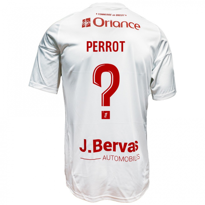 Enfant Maillot Maël Perrot #0 Blanc Rouge Tenues Extérieur 2024/25 T-Shirt Suisse