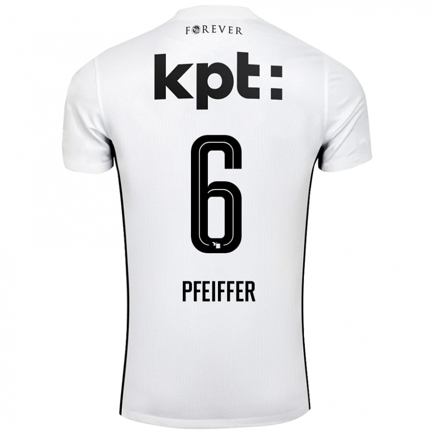 Kinder Patric Pfeiffer #6 Weiß Schwarz Auswärtstrikot Trikot 2024/25 T-Shirt Schweiz