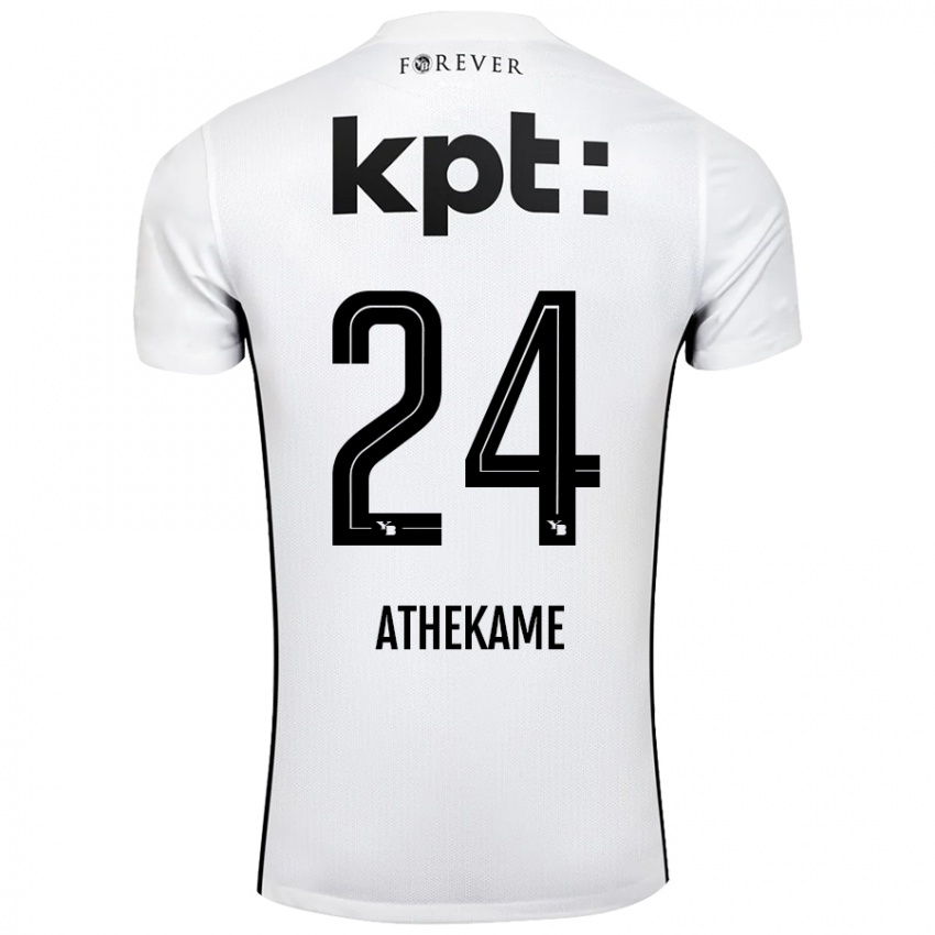 Kinder Zachary Athekame #24 Weiß Schwarz Auswärtstrikot Trikot 2024/25 T-Shirt Schweiz