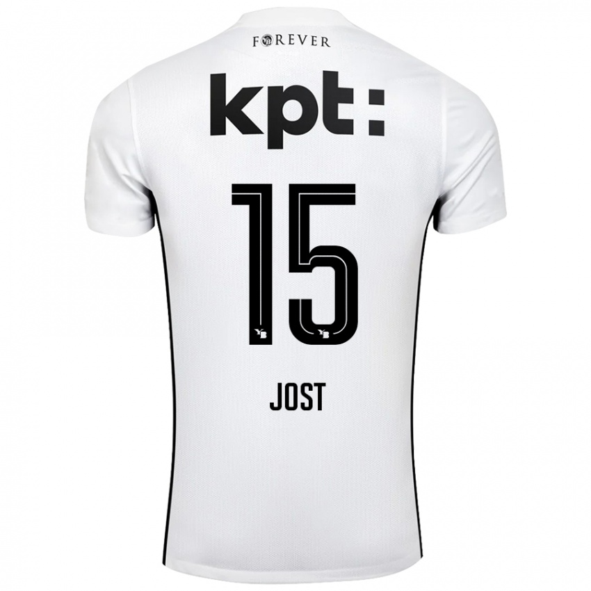 Enfant Maillot Tristan Jost #15 Blanc Noir Tenues Extérieur 2024/25 T-Shirt Suisse