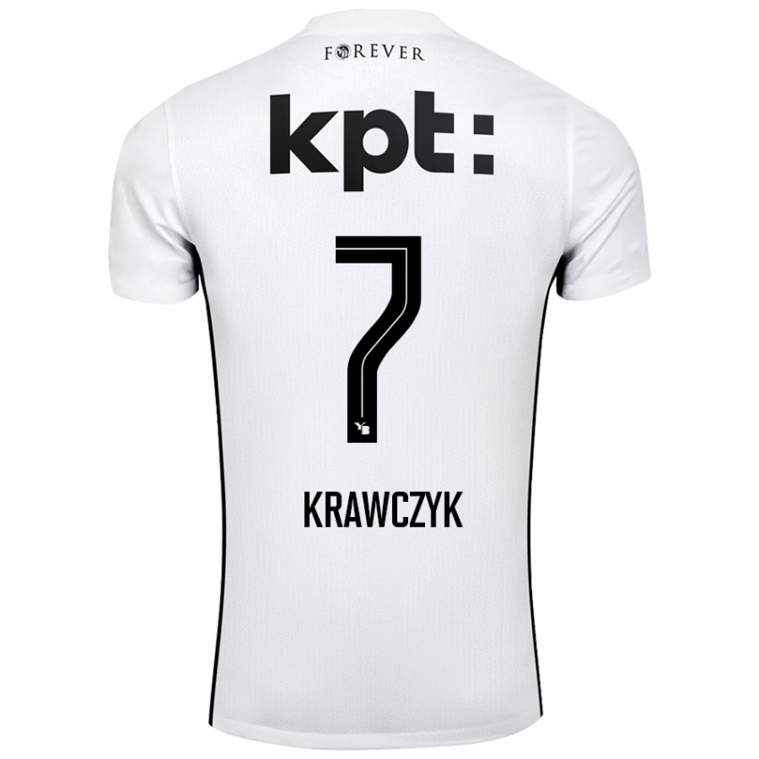 Kinder Caroline Krawczyk #7 Weiß Schwarz Auswärtstrikot Trikot 2024/25 T-Shirt Schweiz