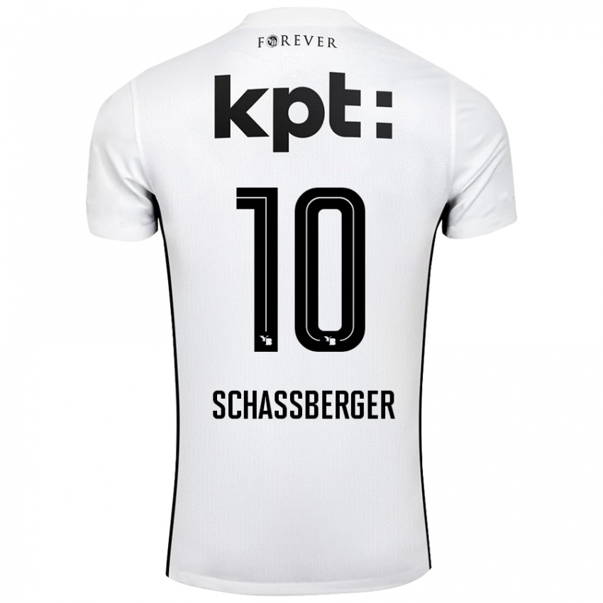 Kinder Julia Schassberger #10 Weiß Schwarz Auswärtstrikot Trikot 2024/25 T-Shirt Schweiz