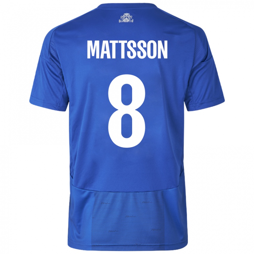 Kinder Magnus Mattsson #8 Weiß Blau Auswärtstrikot Trikot 2024/25 T-Shirt Schweiz