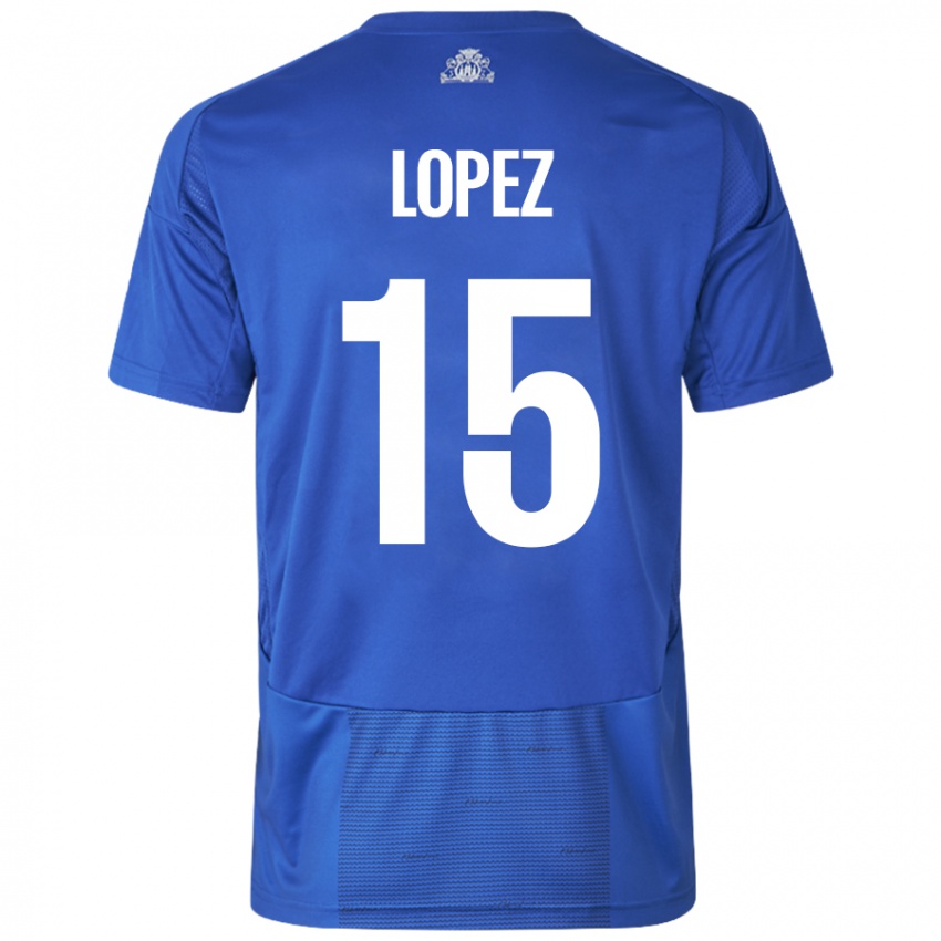 Kinder Marcos López #15 Weiß Blau Auswärtstrikot Trikot 2024/25 T-Shirt Schweiz