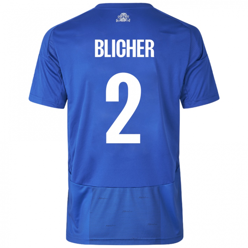 Kinder Nicolai Blicher #2 Weiß Blau Auswärtstrikot Trikot 2024/25 T-Shirt Schweiz