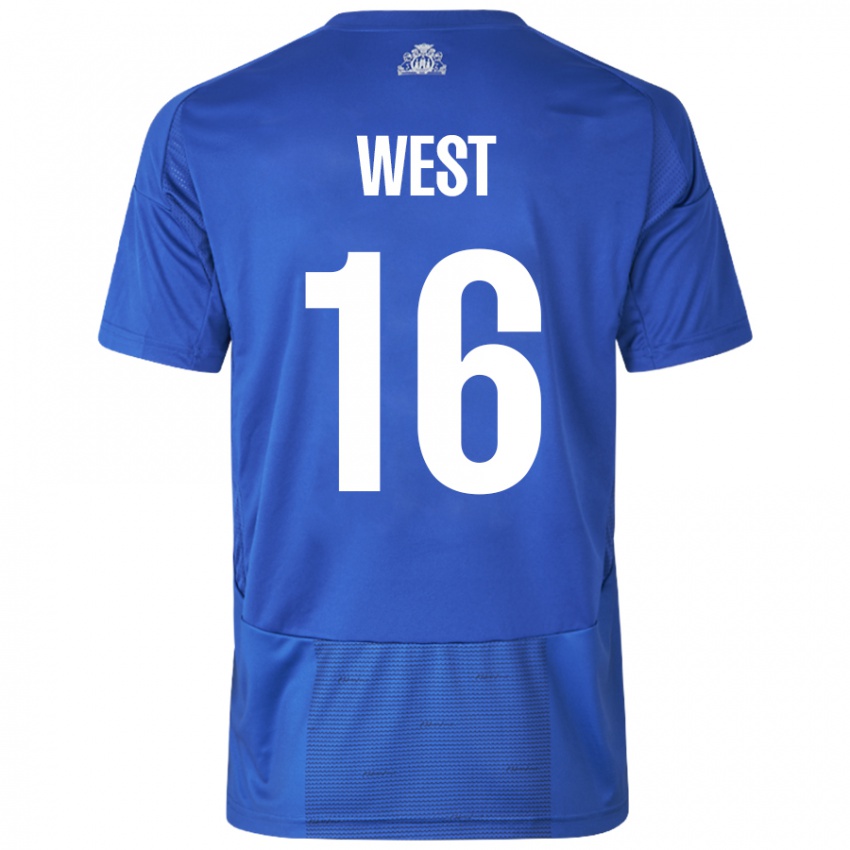 Kinder Liam West #16 Weiß Blau Auswärtstrikot Trikot 2024/25 T-Shirt Schweiz