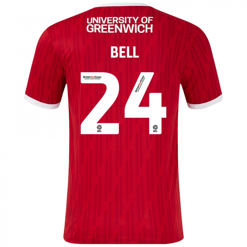 Homme Maillot Taylor Bell #24 Rouge Blanc Tenues Domicile 2024/25 T-Shirt Suisse