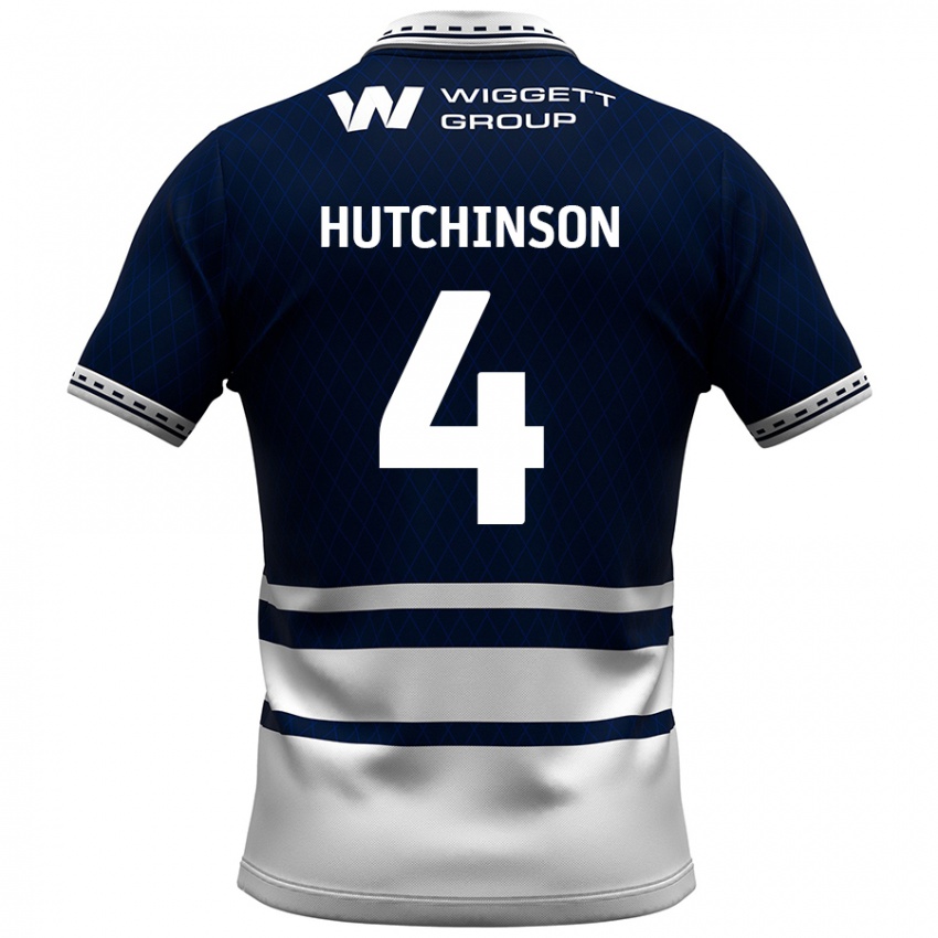 Homme Maillot Shaun Hutchinson #4 Bleu Marine Blanc Tenues Domicile 2024/25 T-Shirt Suisse