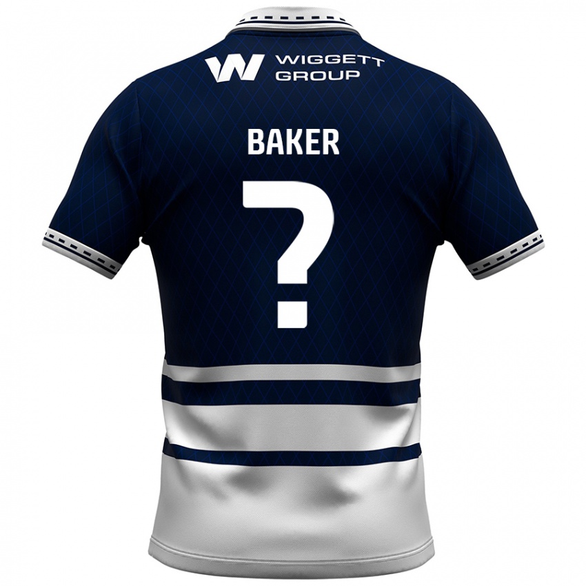 Homme Maillot Frankie Baker #0 Bleu Marine Blanc Tenues Domicile 2024/25 T-Shirt Suisse