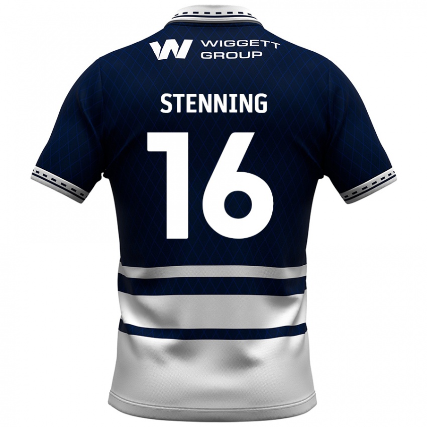 Homme Maillot Ellie Stenning #16 Bleu Marine Blanc Tenues Domicile 2024/25 T-Shirt Suisse