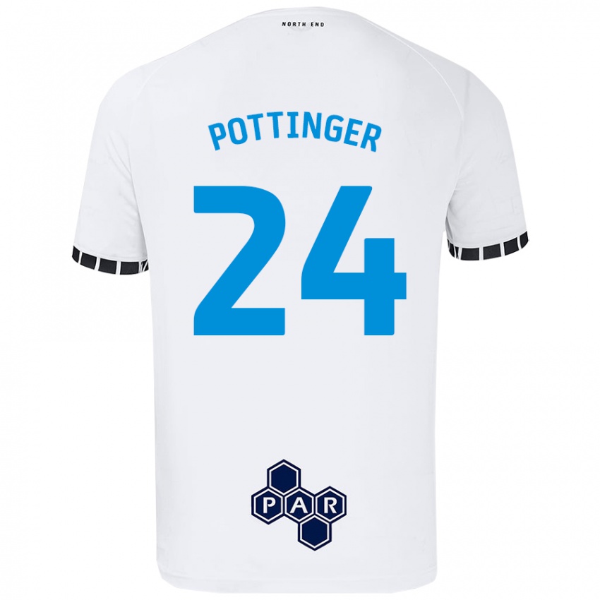 Homme Maillot Kaya Pottinger #24 Blanc Tenues Domicile 2024/25 T-Shirt Suisse