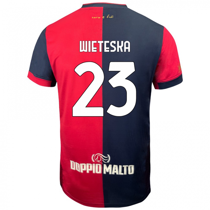 Homme Maillot Mateusz Wieteska #23 Rouge Bleu Foncé Tenues Domicile 2024/25 T-Shirt Suisse