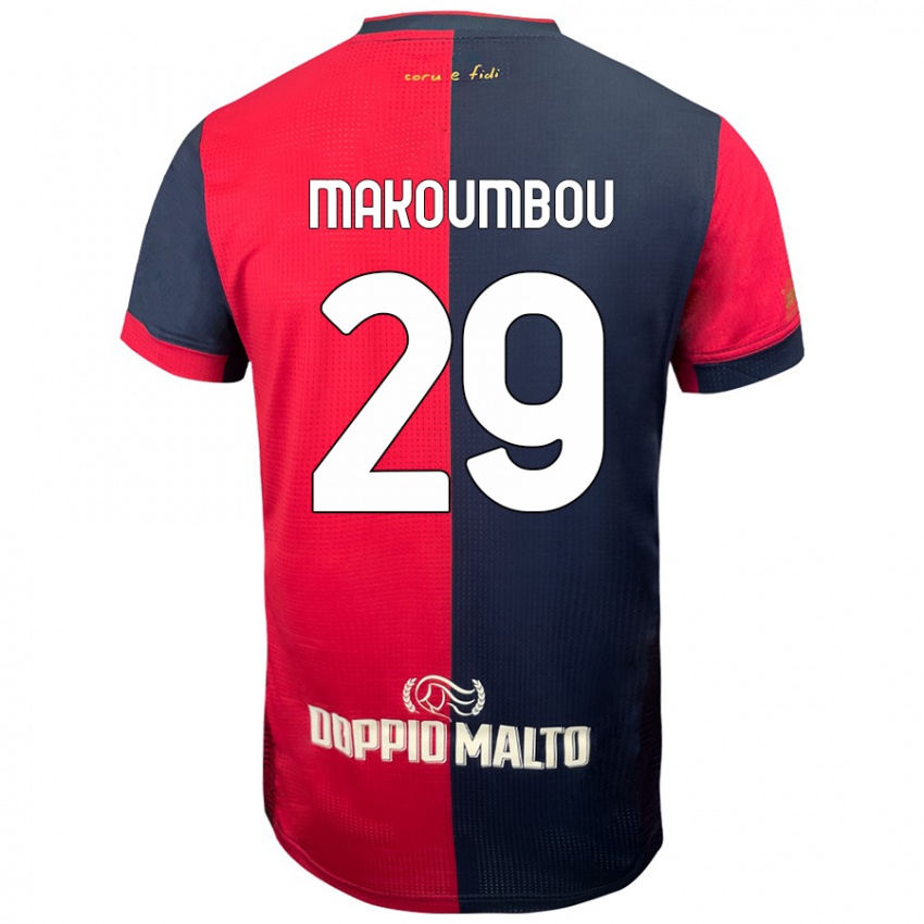 Homme Maillot Antoine Makoumbou #29 Rouge Bleu Foncé Tenues Domicile 2024/25 T-Shirt Suisse