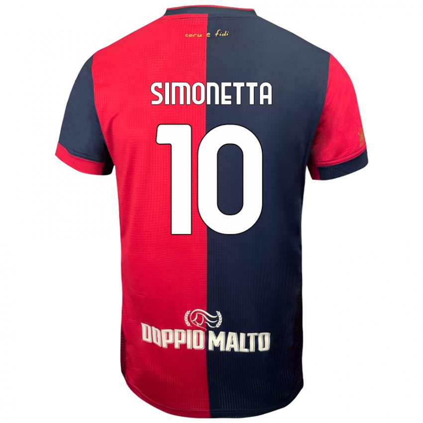 Herren Jacopo Simonetta #10 Rot Dunkleres Blau Heimtrikot Trikot 2024/25 T-Shirt Schweiz