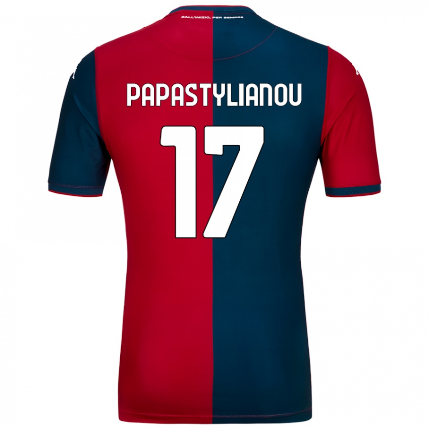 Homme Maillot Lysandros Andreas Papastylianou #17 Rouge Bleu Foncé Tenues Domicile 2024/25 T-Shirt Suisse