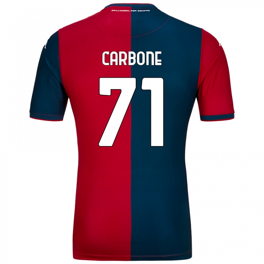 Homme Maillot Filippo Carbone #71 Rouge Bleu Foncé Tenues Domicile 2024/25 T-Shirt Suisse