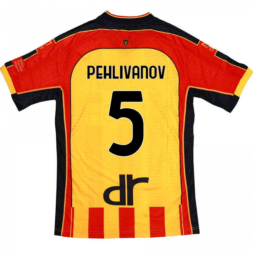 Homme Maillot Cristian Pehlivanov #5 Jaune Rouge Tenues Domicile 2024/25 T-Shirt Suisse