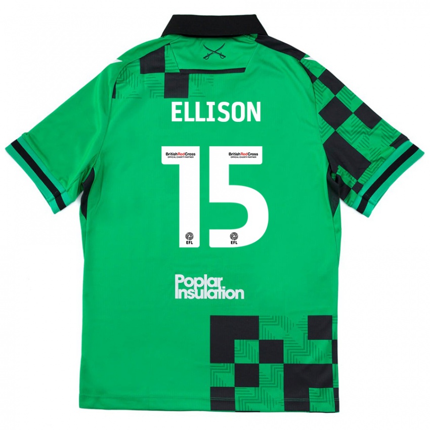 Homme Maillot Dan Ellison #15 Vert Noir Tenues Extérieur 2024/25 T-Shirt Suisse