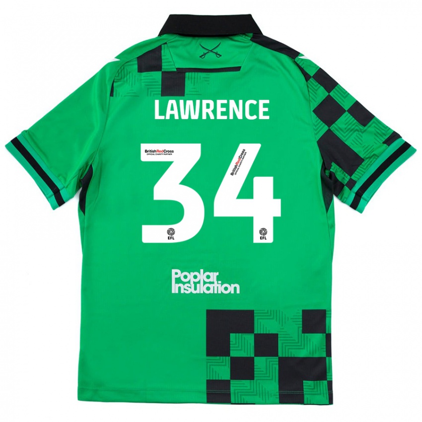 Homme Maillot Jerry Lawrence #34 Vert Noir Tenues Extérieur 2024/25 T-Shirt Suisse