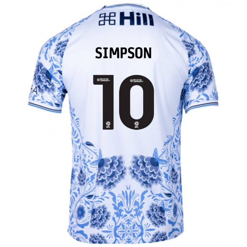 Herren Harley-Jean Simpson #10 Weiß Blau Auswärtstrikot Trikot 2024/25 T-Shirt Schweiz