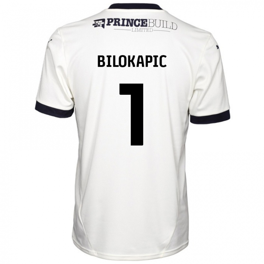 Herren Nicholas Bilokapic #1 Cremeweiß Schwarz Auswärtstrikot Trikot 2024/25 T-Shirt Schweiz