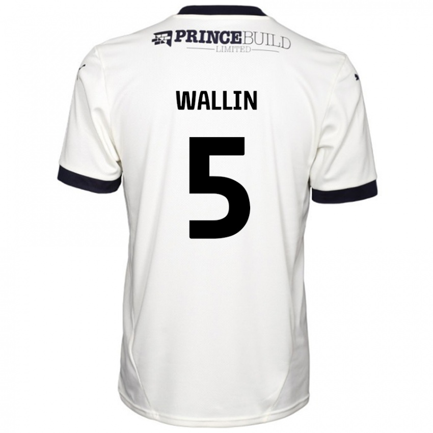 Herren Oscar Wallin #5 Cremeweiß Schwarz Auswärtstrikot Trikot 2024/25 T-Shirt Schweiz