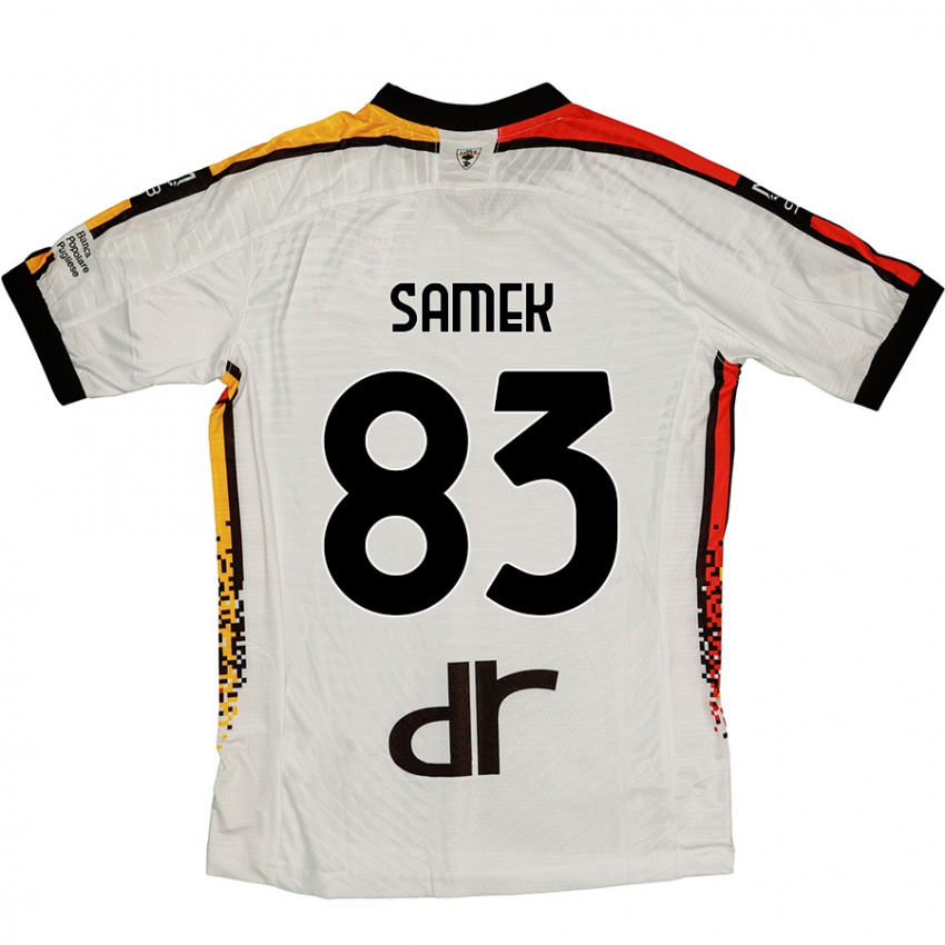 Herren Daniel Samek #83 Weiß Schwarz Auswärtstrikot Trikot 2024/25 T-Shirt Schweiz