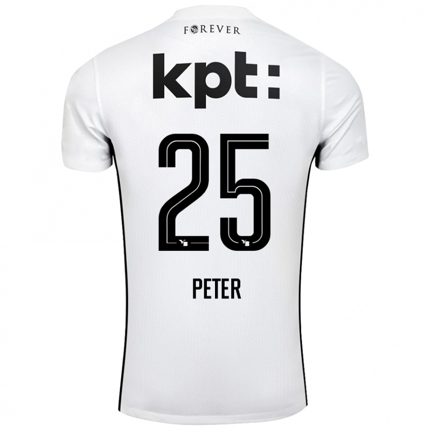 Herren Luc Peter #25 Weiß Schwarz Auswärtstrikot Trikot 2024/25 T-Shirt Schweiz