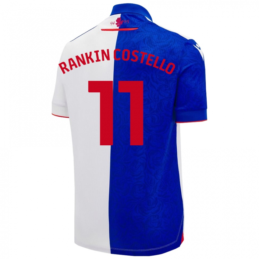 Femme Maillot Joe Rankin-Costello #11 Bleu Ciel Blanc Tenues Domicile 2024/25 T-Shirt Suisse