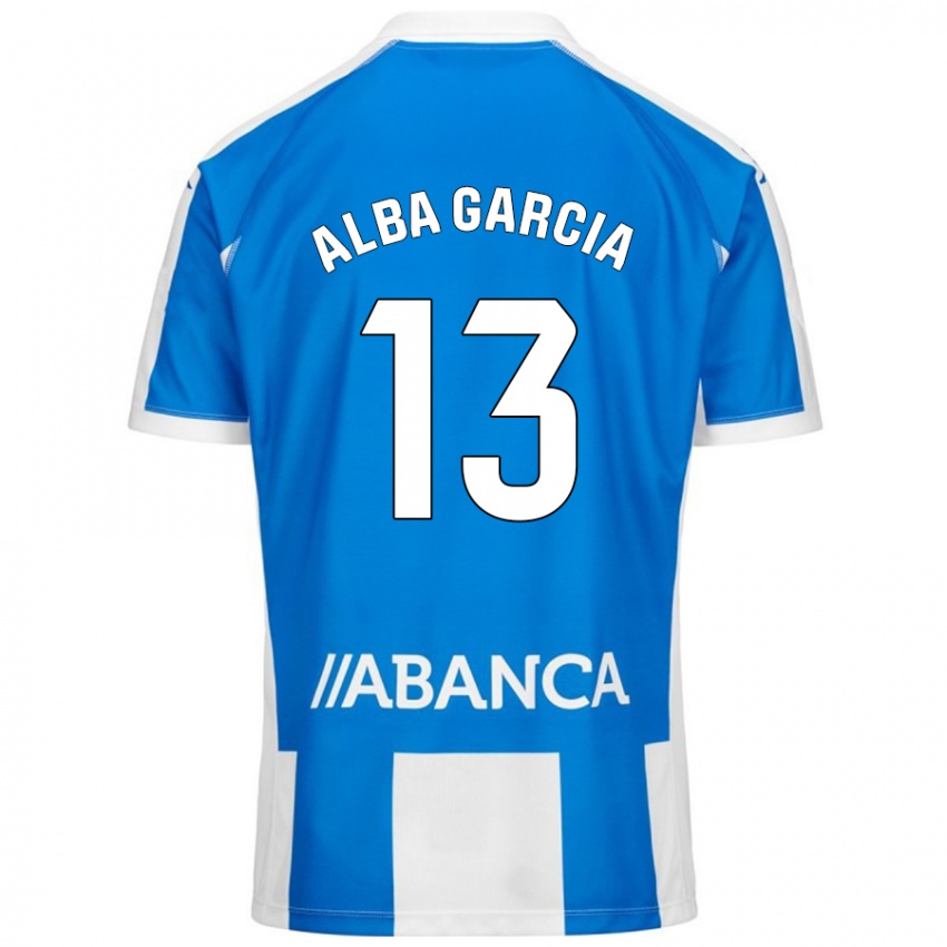 Femme Maillot Lucía Alba García #13 Bleu Blanc Tenues Domicile 2024/25 T-Shirt Suisse