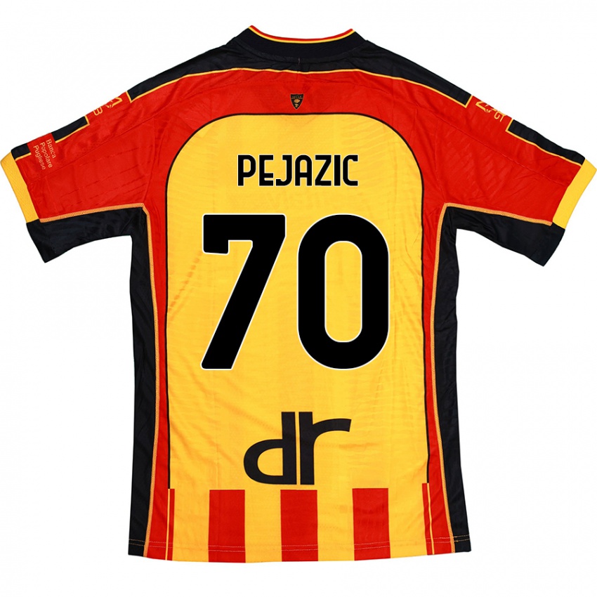 Femme Maillot Mario Pejazic #70 Jaune Rouge Tenues Domicile 2024/25 T-Shirt Suisse