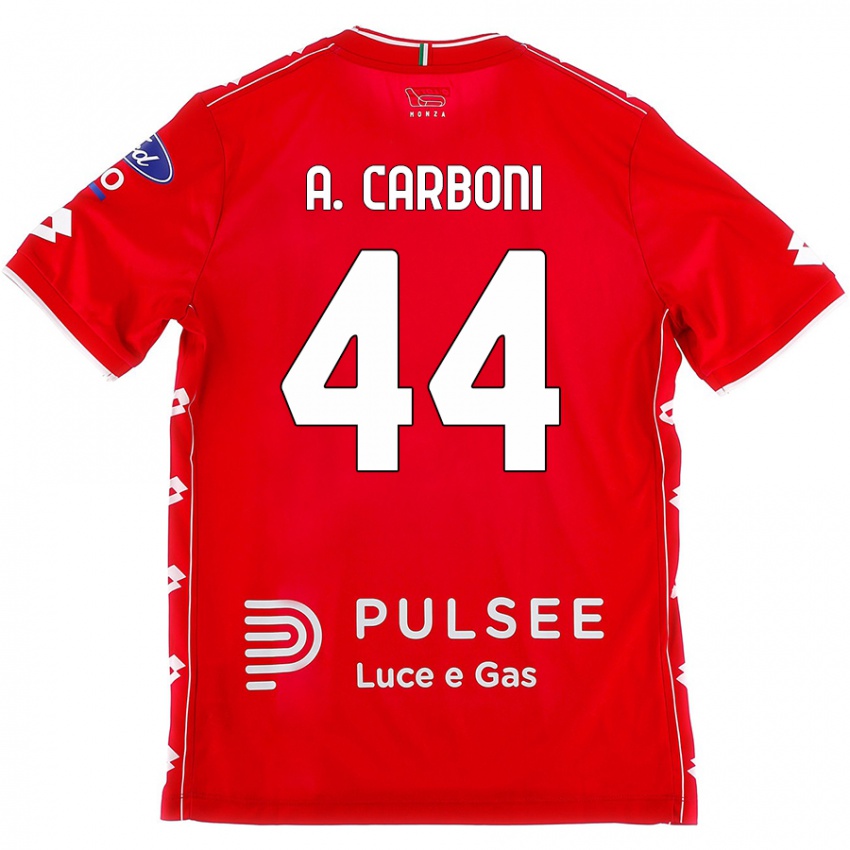 Femme Maillot Andrea Carboni #44 Rouge Blanc Tenues Domicile 2024/25 T-Shirt Suisse