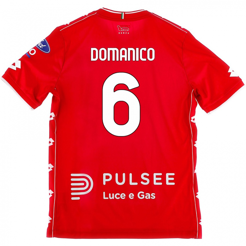 Femme Maillot Saverio Domanico #6 Rouge Blanc Tenues Domicile 2024/25 T-Shirt Suisse