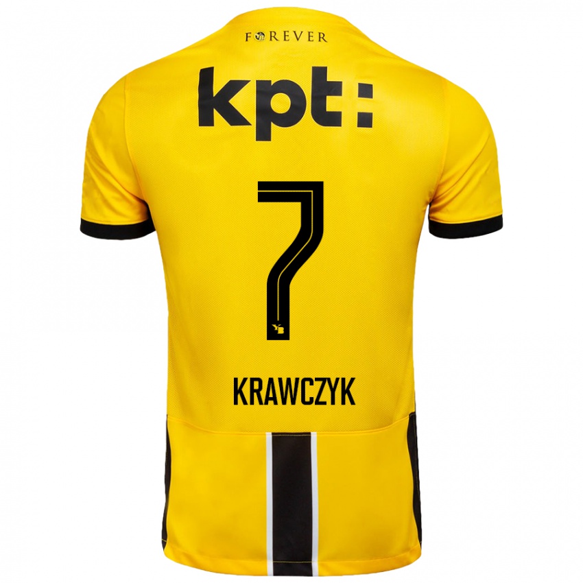 Femme Maillot Caroline Krawczyk #7 Jaune Noir Tenues Domicile 2024/25 T-Shirt Suisse