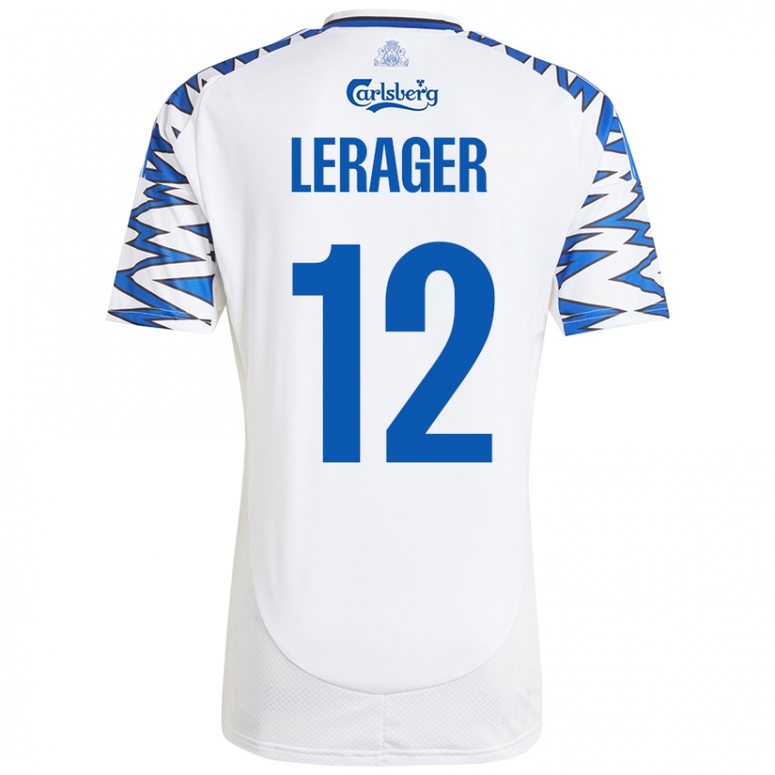 Damen Lukas Lerager #12 Weiß Himmelblau Heimtrikot Trikot 2024/25 T-Shirt Schweiz