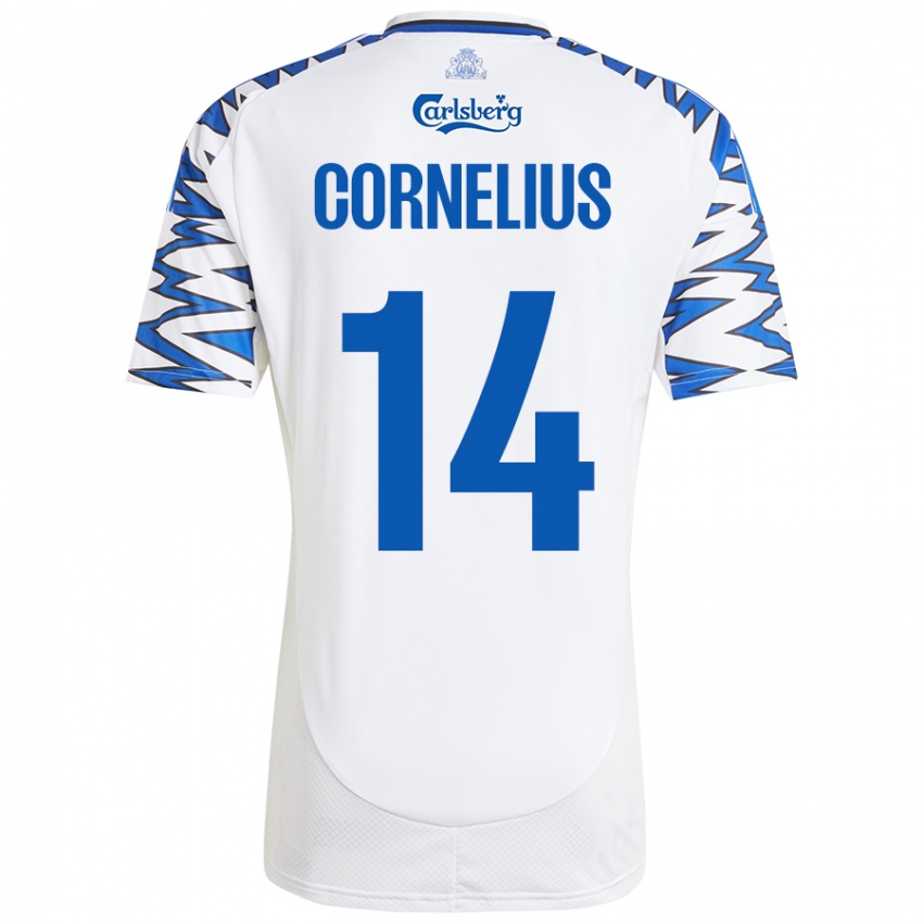 Damen Andreas Cornelius #14 Weiß Himmelblau Heimtrikot Trikot 2024/25 T-Shirt Schweiz