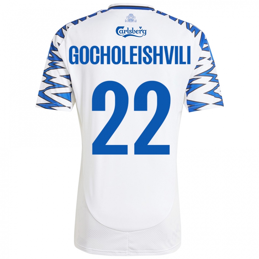 Damen Giorgi Gocholeishvili #22 Weiß Himmelblau Heimtrikot Trikot 2024/25 T-Shirt Schweiz