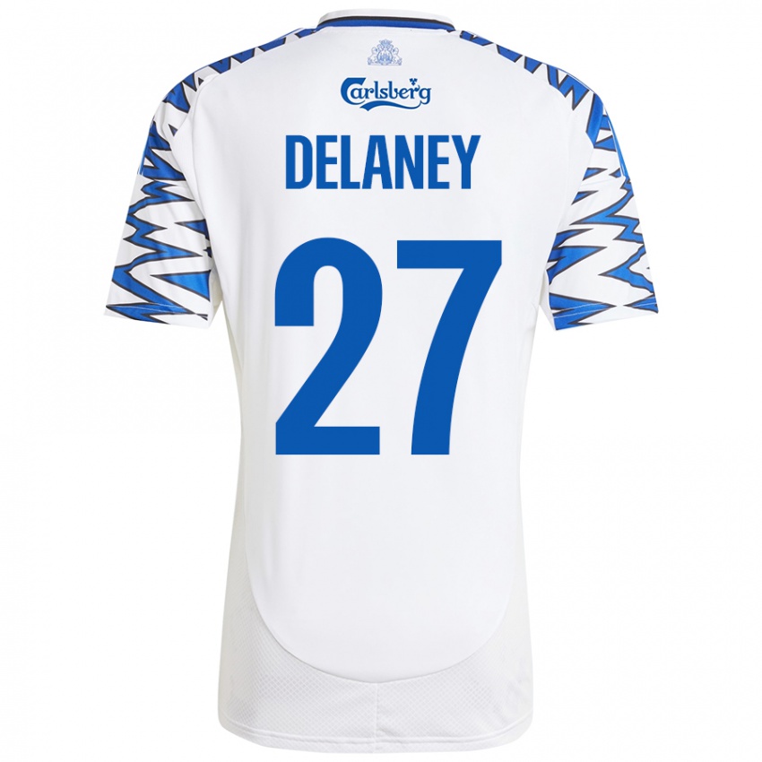 Damen Thomas Delaney #27 Weiß Himmelblau Heimtrikot Trikot 2024/25 T-Shirt Schweiz