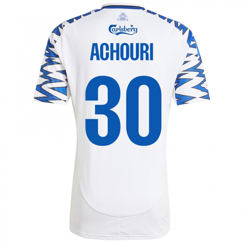 Damen Elias Achouri #30 Weiß Himmelblau Heimtrikot Trikot 2024/25 T-Shirt Schweiz