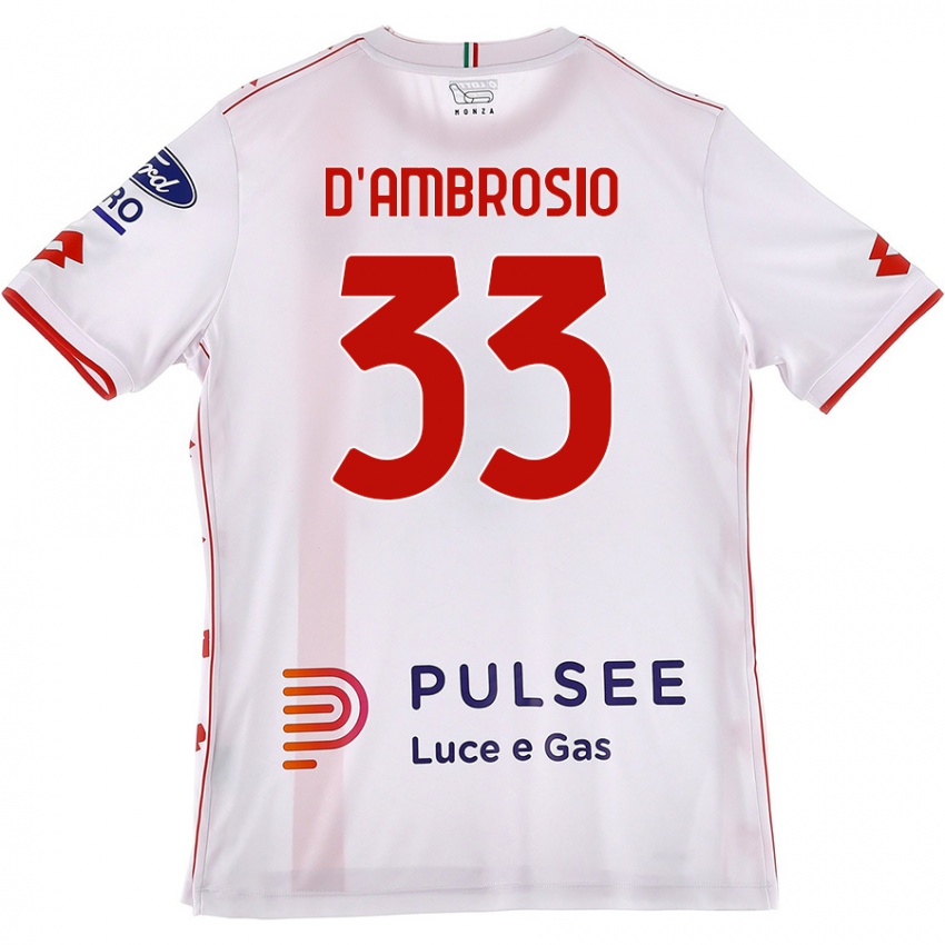 Femme Maillot Danilo D'ambrosio #33 Blanc Rouge Tenues Extérieur 2024/25 T-Shirt Suisse