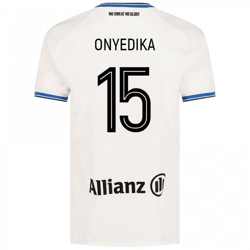 Femme Maillot Raphael Onyedika #15 Blanc Tenues Extérieur 2024/25 T-Shirt Suisse