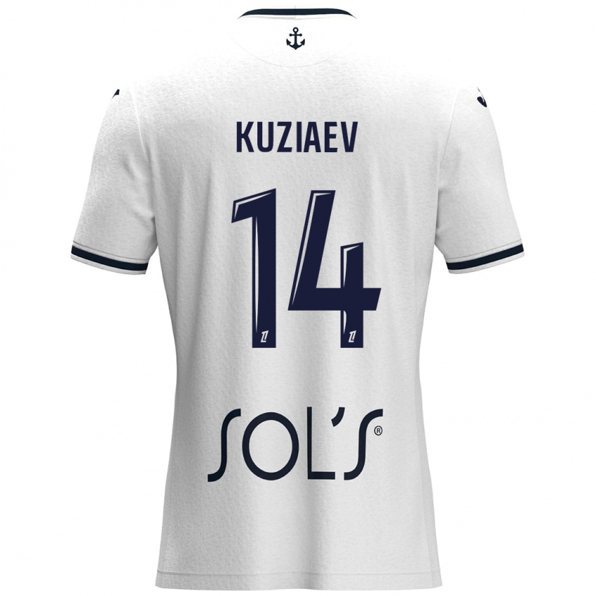 Damen Daler Kuzyaev #14 Weiß Dunkelblau Auswärtstrikot Trikot 2024/25 T-Shirt Schweiz