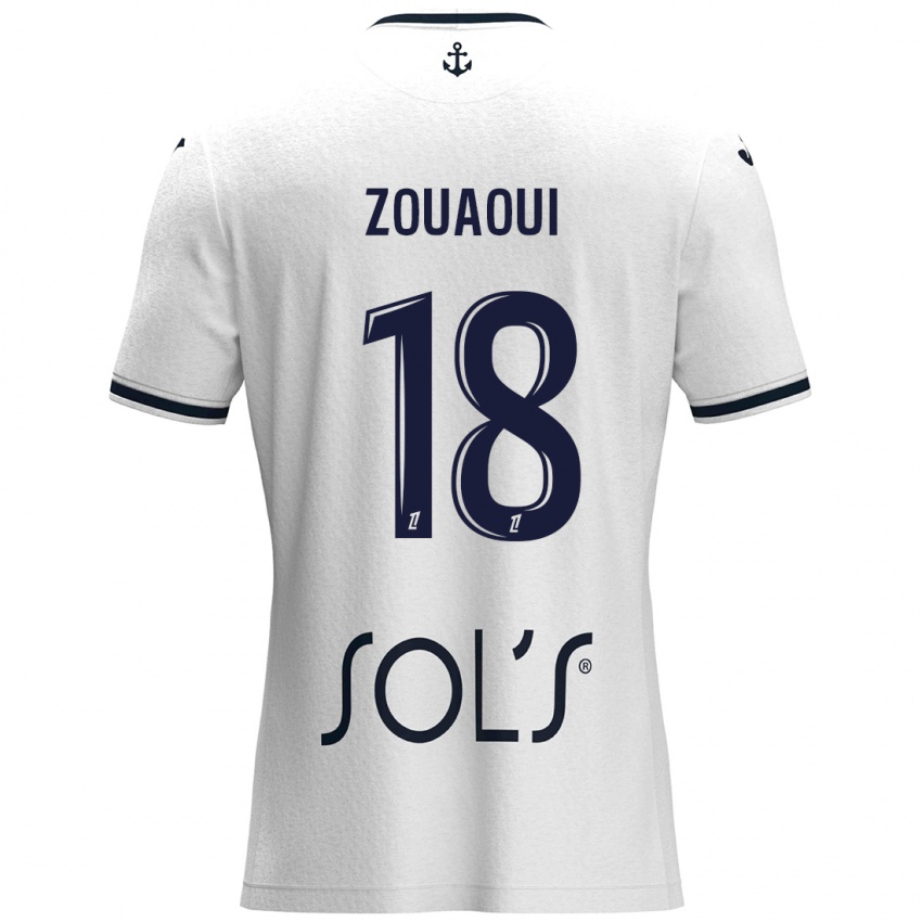 Damen Yanis Zouaoui #18 Weiß Dunkelblau Auswärtstrikot Trikot 2024/25 T-Shirt Schweiz