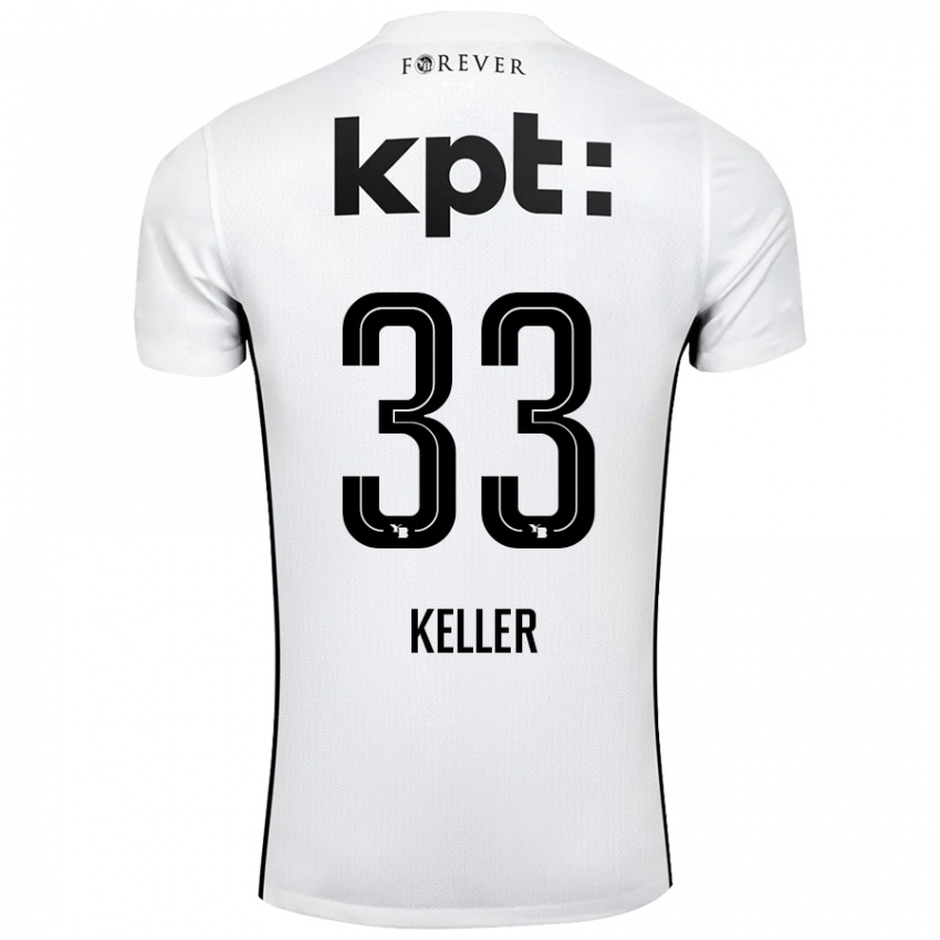 Damen Marvin Keller #33 Weiß Schwarz Auswärtstrikot Trikot 2024/25 T-Shirt Schweiz